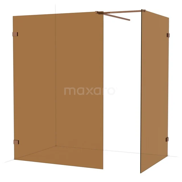 Diamond Walk-in shower | 140x120 cm Shiny copper Bronze glass 2 fixed walls IDB1412529GKP Bronze-coloured glass shower wall, corner installation with minimalist design, ideal as a stylish addition in modern bathrooms.