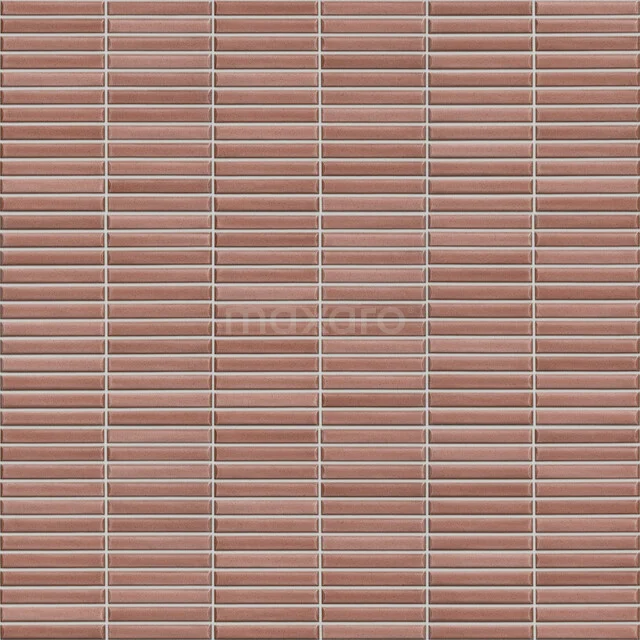 Mozaïektegel Clara Copper 20x20cm Rood Niet Gerectificeerd 507-070103 Roze keramische badkamertegel met glanzende afwerking en rechthoekig mozaïekpatroon, ideaal voor stijlvolle wanddecoratie.