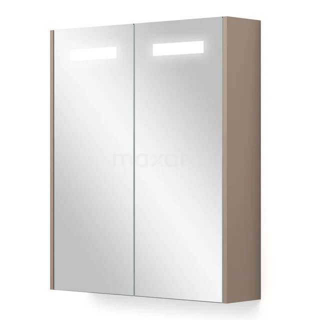 Spiegelschrank mit Beleuchtung und Heizung Modulo 60x70cm Taupe K95-0600-59000-02 Holz-Badschrank mit Spiegeltüren und integrierter LED-Beleuchtung, modernes Design für praktischen Stauraum.