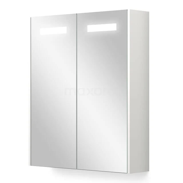 Spiegelkast Met Verlichting en Verwarming Modulo 60x70cm Mat Wit K95-0600-59000-05 Wit badkamerkastje met spiegeldeuren, geïntegreerde LED-verlichting en strak design, ideaal voor moderne badkamers.