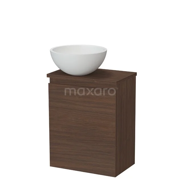 Modulo Pico Toiletmeubel met waskom | 41 cm Walnoot Greeploos front Solid surface waskom TMK10-16659 Modulo Pico Toiletmeubel met waskom | 41 cm Walnoot Greeploos front Solid surface waskom TMK10-16659