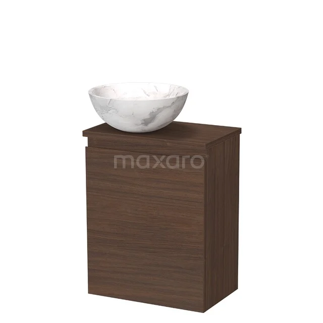 Modulo Pico Toiletmeubel met waskom | 41 cm Walnoot Greeploos front Natuursteen waskom TMK10-16661 Modulo Pico Toiletmeubel met waskom | 41 cm Walnoot Greeploos front Natuursteen waskom TMK10-16661