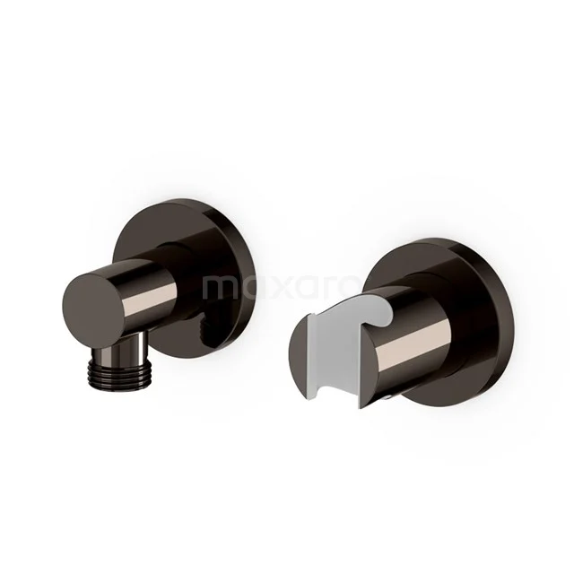 Matt Schwarz Messing Wandhalterung für Dusche, modernes Design, einschließlich Wasseranschluss, ideal für stilvolle Bäder.