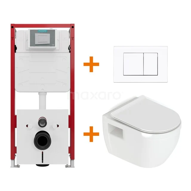 Wit wandcloset met softclose, inclusief inbouwreservoir en bedieningspaneel; all-in pakket voor moderne badkamer.