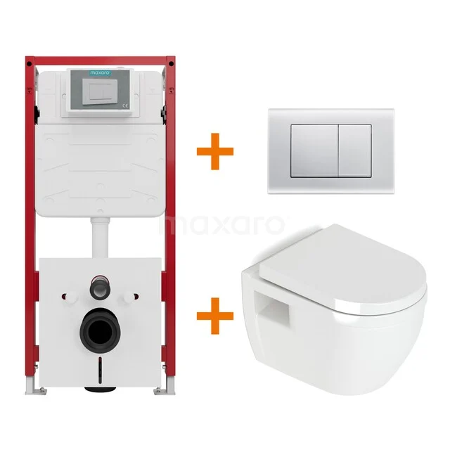 Toiletset Mat zwart met Spoelrand + Maxaro Flush Pro inbouwreservoir met geluidsisolatie TOI1778 Toiletset Mat zwart met Spoelrand + Maxaro Flush Pro inbouwreservoir met geluidsisolatie TOI1778