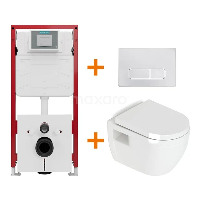 Toiletset Mat zwart zonder Spoelrand + Maxaro Flush Pro inbouwreservoir met geluidsisolatie TOI1780 Toiletset Mat zwart zonder Spoelrand + Maxaro Flush Pro inbouwreservoir met geluidsisolatie TOI1780