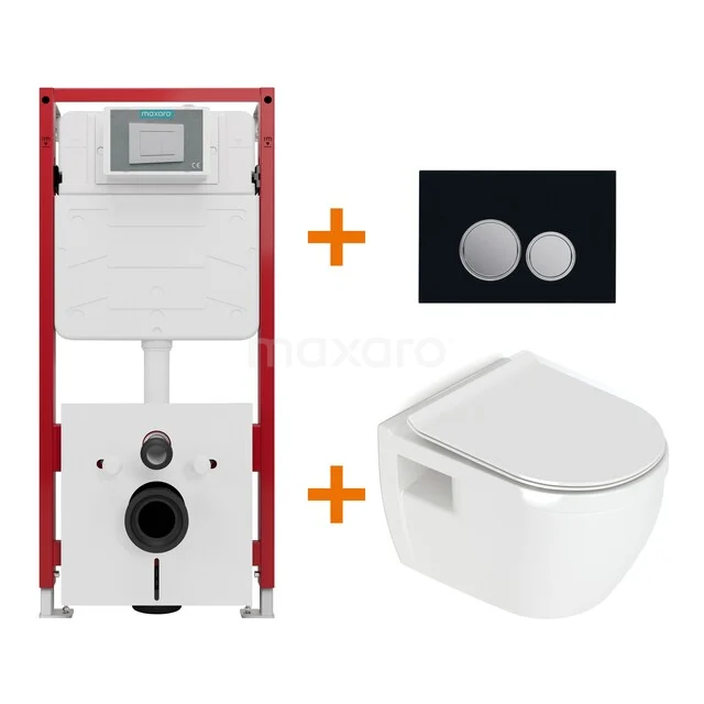 Toiletset Hoogglans wit met Spoelrand + Maxaro Flush Pro inbouwreservoir met geluidsisolatie TOI1793 Toiletset Hoogglans wit met Spoelrand + Maxaro Flush Pro inbouwreservoir met geluidsisolatie TOI1793