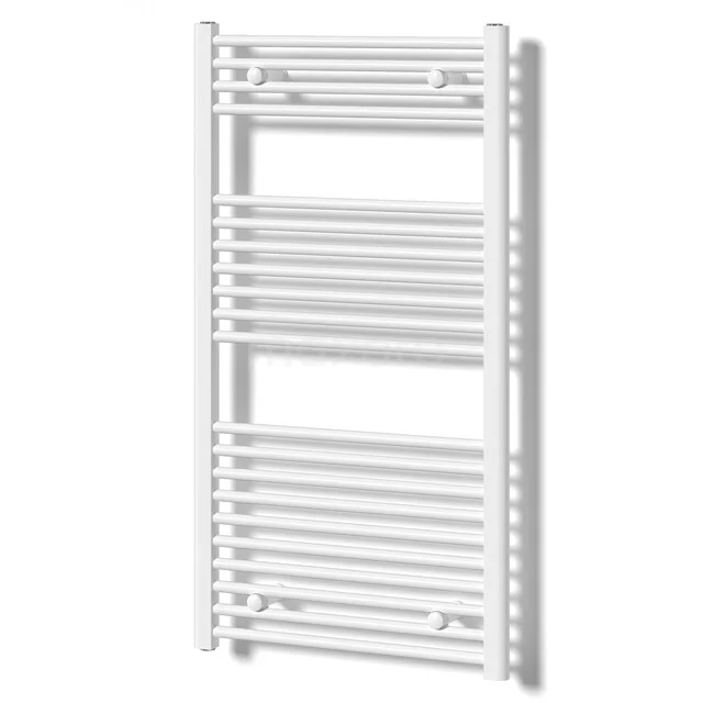 Mars Handdoekradiator | 60x110 cm Wit glans 559 Watt Staal Centrale verwarming DR16-0611GWN Witte handdoekradiator met verticale buizen, ideaal voor het verwarmen en drogen van handdoeken in de badkamer.