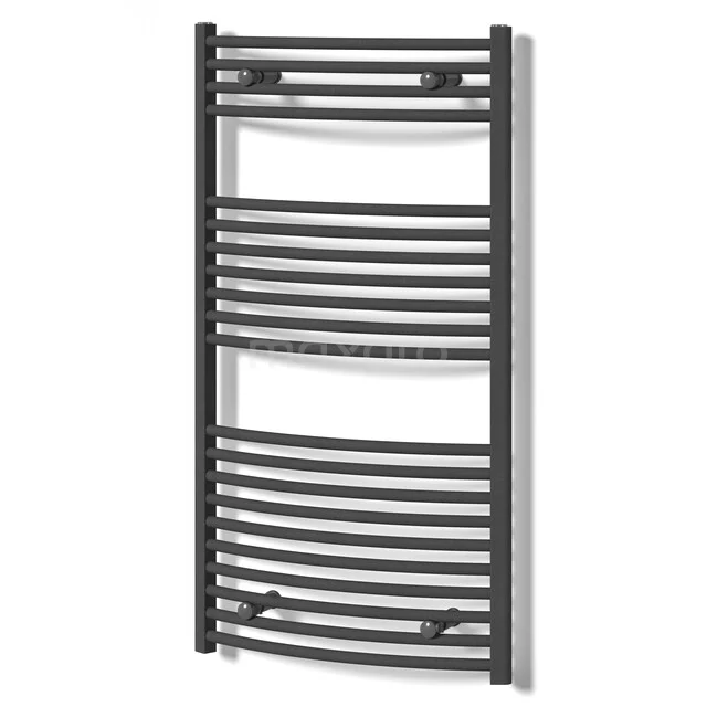 Handtuchheizkörper Venus Dunkelgrau Metallic 668 Watt 60x118cm Vertikal Stahl DR18-0611RDN Schwarzer Handtuchheizkörper mit geschwungenen Linien, modernes Design, ideal für Wärme und Stil im Badezimmer.