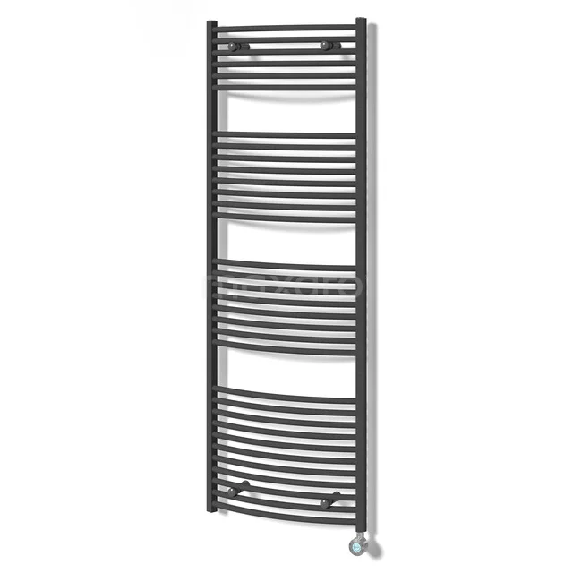 Venus Radiator Elektrisch | 60x170 cm Donkergrijs 900 Watt Staal DR18-0617RDN-EN Zwarte design handdoekradiator met gebogen spijlen, ideaal voor elke moderne badkamer.
