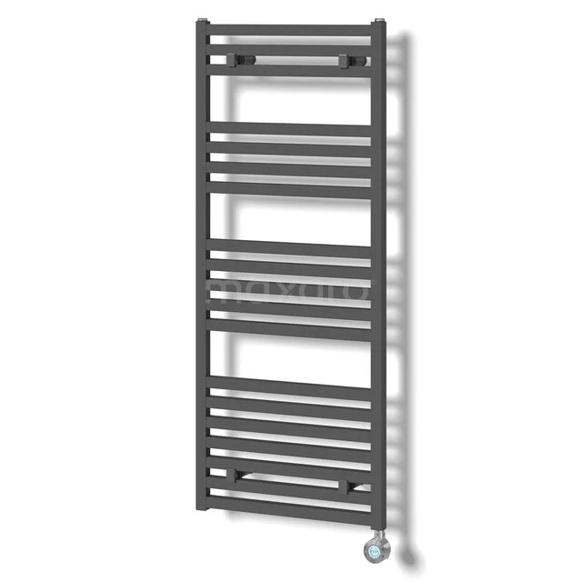 Zeus Radiator Elektrisch | 50x122 cm Donkergrijs 600 Watt Aluminium DR57_0512RDN-EN Grijze design handdoekradiator met laddervormig ontwerp, ideaal voor moderne badkamers, gemaakt van hoogwaardig metaal.