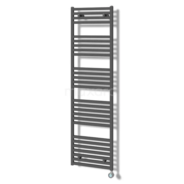 Zeus Radiator Electric | 50x174 cm Dark grey 1270 W att Aluminium DR57_0517RDN-E Anthracite design towel radiator made of steel with horizontal tubes, ideal for a modern bathroom.