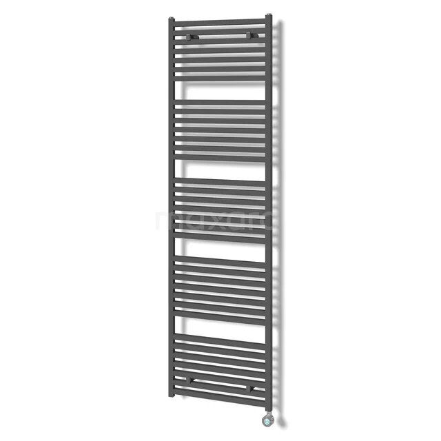 Zeus Radiator Elektrisch | 60x204 cm Donkergrijs 900 W att Aluminium DR57_0620RDN-EN Grijze verticale design handdoekradiator van staal, ideaal voor luxe badkamerverwarming.