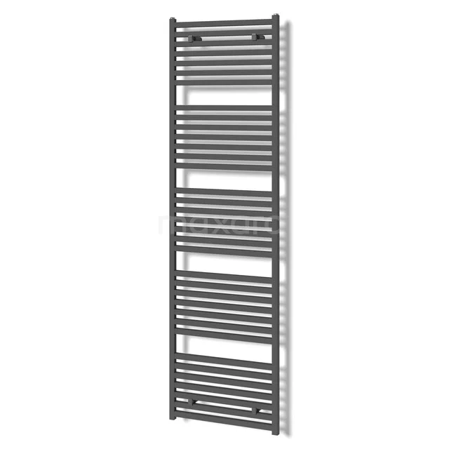 Zeus Handdoekradiator | 60x204 cm Donkergrijs 1933 W att Aluminium Centrale verwarming DR57_0620RDN Mat zwarte design handdoekradiator met horizontale buizen, ideaal voor moderne badkamers, gemaakt van duurzaam staal.