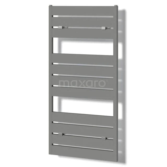Pluto Handdoekradiator | 60x120 cm Lichtgrijs 749 W att Aluminium Centrale verwarming DR60_0612RLN Grijze handdoekradiator van metaal, modern lameldesign, ideaal voor stijlvolle badkamerverwarming.