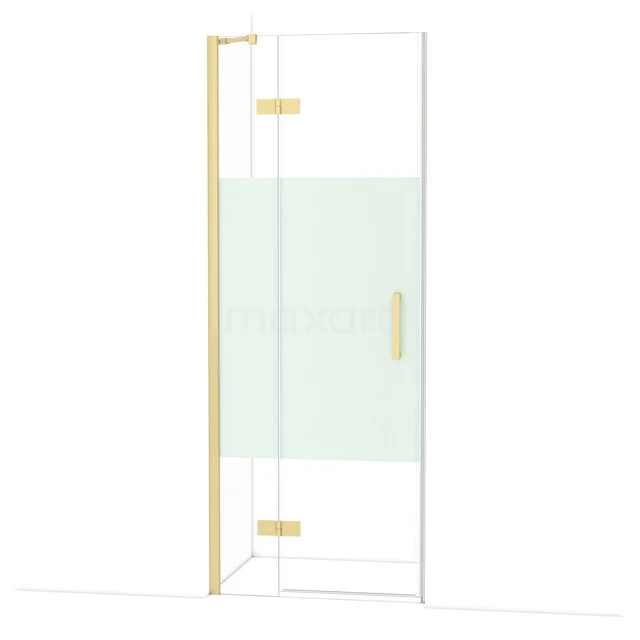 Glasduschtür mit goldfarbenen Scharnieren und Haltegriff, ideal als stilvolle Ergänzung für moderne Bäder.