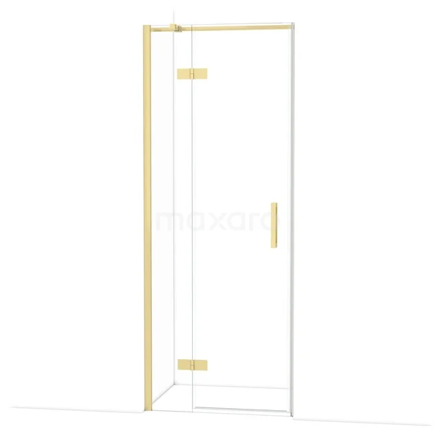 Diamant-Duschtüren DDB21351310LG Goldene Duschtür mit Klarglas, Eckmodell, einschließlich luxuriöser Messingdetails für eine stilvolle Badezimmergestaltung.