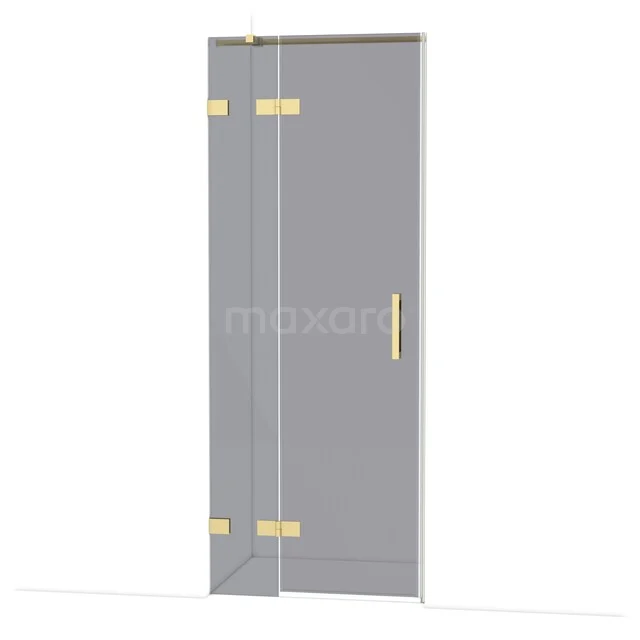 Diamond Douchedeur | 80 cm Lichtgoud Rookglas Draaideur DDB21351321LG Glazen douchedeur met goudkleurige scharnieren en handvat, strak design ideaal voor een moderne badkamer.