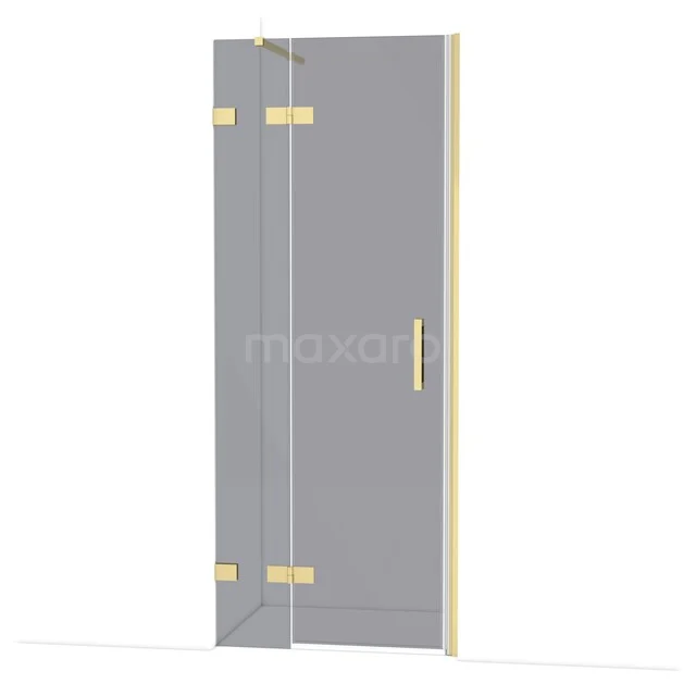 Glazen douchedeur met chroom beslag, helder glas en strak design, ideaal voor moderne badkamers.