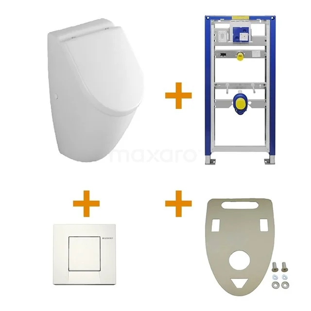 Urinale-Set Villeroy und Boch Bolero Wassereinlauf hinten Keramik Für Deckel 911013540 Weißes Wand-WC mit Unterputzspülkasten, Betätigungsplatte und Befestigungsset; ideal für einen modernen Badezimmerstil.