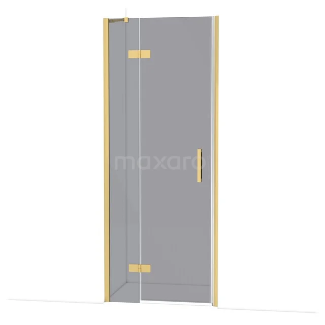 Diamond Shower door | 80 cm Gold Smoke glass Pivot door DDB21352211GG Glazen douchedeur met goudkleurig frame en handgreep, strak design, ideaal voor een stijlvolle badkamer.