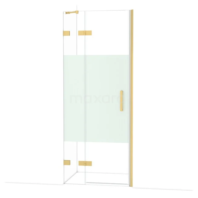 Glas Dusche mit Mattglas und goldenen Scharnieren, ideal für stilvolle Bäder.
