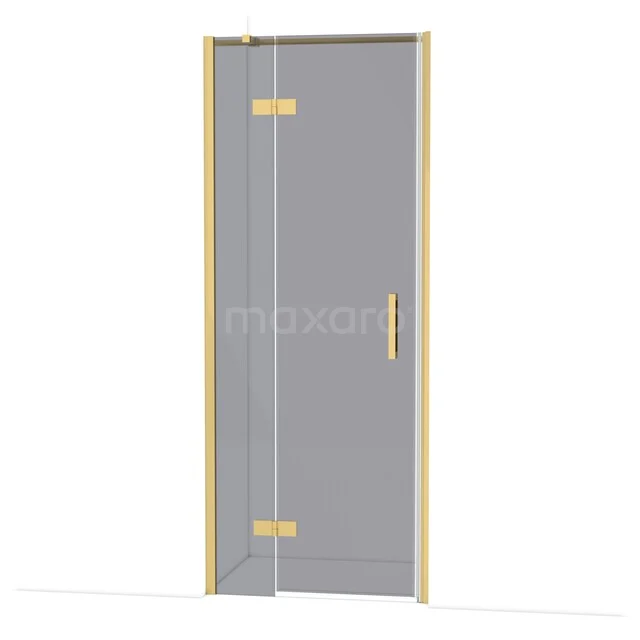 Diamond Shower door | 80 cm Gold Smoke glass Pivot door DDB21352311GG Douchedeur met helder glas, goudkleurig frame en scharnieren, ideaal voor een moderne badkamer.