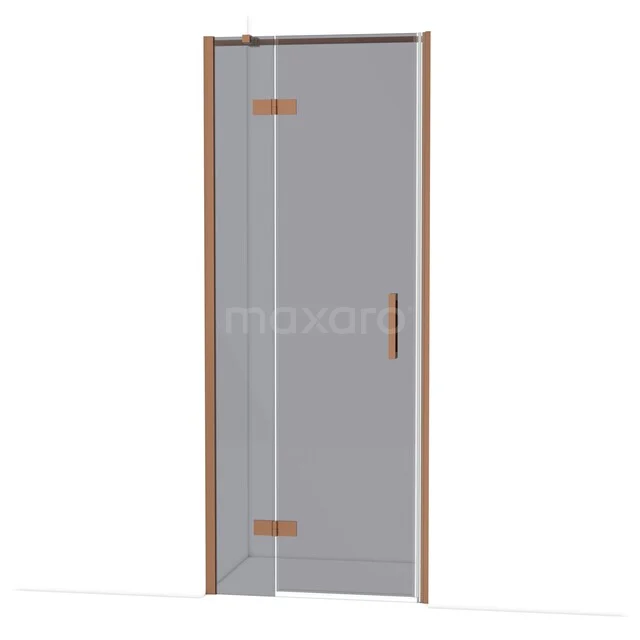 Glazen douchedeur met roestvrijstalen scharnieren, modern design, ideaal voor stijlvolle badkamerinrichtingen.