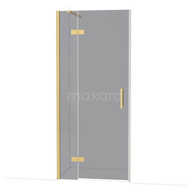 Diamond Shower door | 90 cm Gold Smoke glass Pivot door DDB21361111GG Glazen draaideur met goudkleurige scharnieren en handgreep, ideaal voor een luxe badkamerdouche.