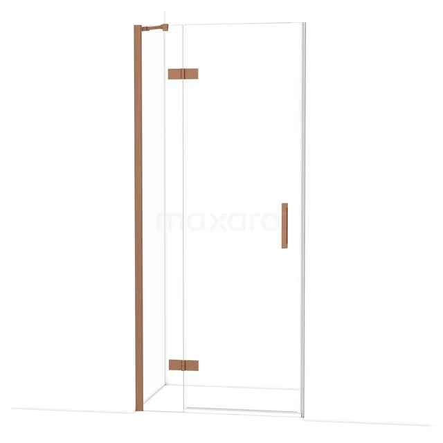 Diamond Douchedeur | 90 cm Koper Helder glas Draaideur DDB21361210KP Douchedeur met helder glas en koperkleurig frame, ideaal voor een stijlvolle badkamer inrichting.