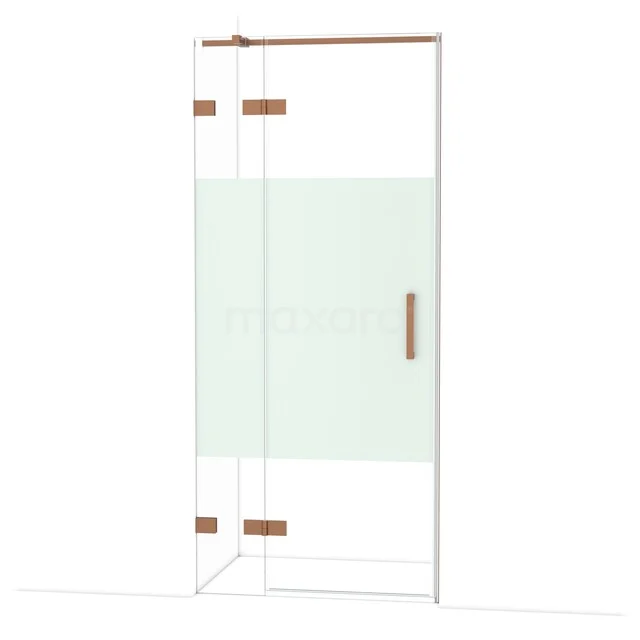 Glas Duschkabine mit bronzen Details und mattem Glas, perfekt für ein modernes Badezimmer.