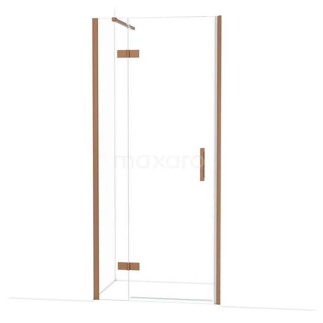 Diamond Douchedeur | 90 cm Koper Helder glas Draaideur DDB21362110KP Douchedeur van helder glas met koperkleurige afwerking, luxe en modern ontwerp passend in elke stijlvolle badkamer.