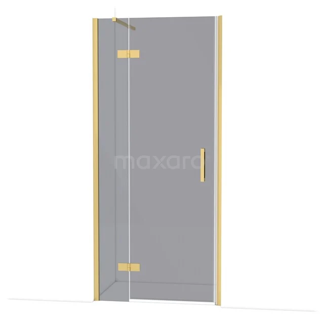 Diamond Shower door | 90 cm Gold Smoke glass Pivot door DDB21362111GG Glazen douchedeur met goudkleurige scharnieren en handgreep, ideaal voor een stijlvolle en moderne badkamer.