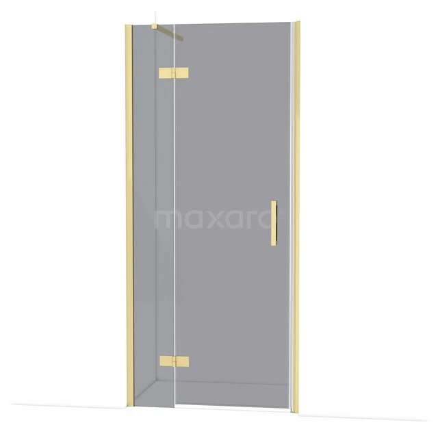 Diamond Shower door | 90 cm Light gold Smoke glass Pivot door DDB21362111LG Glazen douchedeur met goudkleurige scharnieren en handgreep, modern design, ideaal voor een luxueuze badkamerstijl.