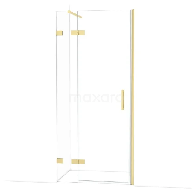 Diamond Duschtür | 90 cm Helles Gold Klarglas Drehtür DDB21362120LG Glasene Duschtür mit goldfarbenen Scharnieren und Haltegriff, ideal für einen modernen Badezimmerstil.