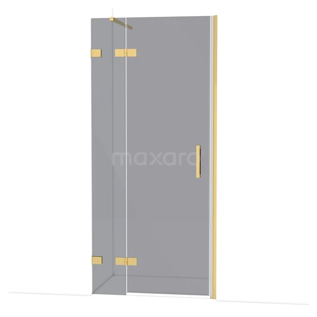 Diamond Shower door | 90 cm Gold Smoke glass Pivot door DDB21362121GG Glazen douchedeur met goudkleurige scharnieren en handgreep, modern ontwerp, ideaal voor een stijlvolle badkamer.