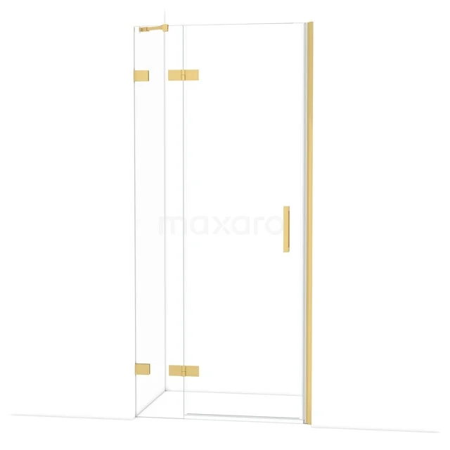 Diamond Douchedeur | 90 cm Goud Helder glas Draaideur DDB21362220GG Glazen douchedeur met goudkleurige scharnieren en handgreep, ideaal voor luxe badkamerinrichting.