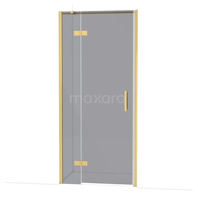 Diamond Shower door | 90 cm Gold Smoke glass Pivot door DDB21362311GG Douchedeur met helder glas, gouden scharnieren en handgreep, perfect voor een luxe badkamerstijl.