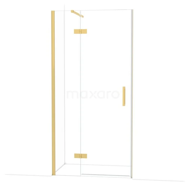 Glas Duschkabine mit goldfarbenen Akzenten, Eckdesign, ideal für einen modernen Badezimmer Stil.