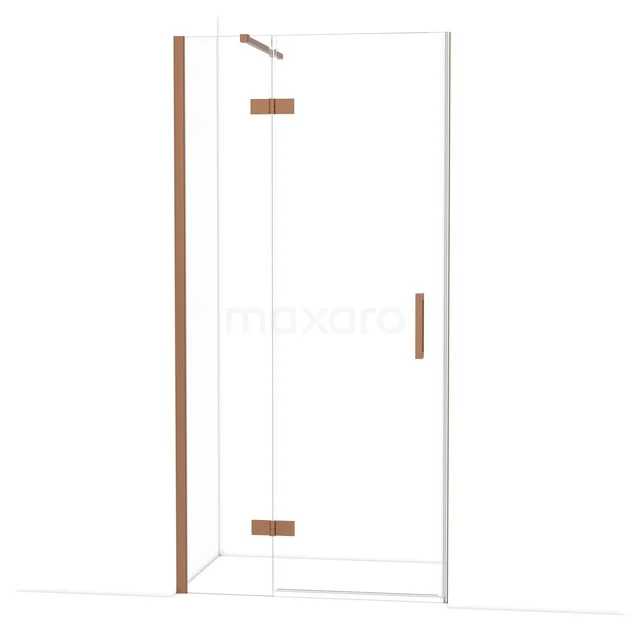 Diamond Shower door | 100 cm Copper Clear glass Pivot door DDB21461110KP Glazen douchecabine met koperen accenten, draaideur en strak design, perfect voor een moderne badkamer.