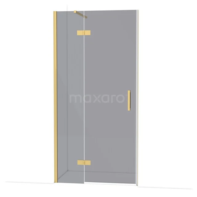 Diamond Shower door | 100 cm Gold Smoke glass Pivot door DDB21461111GG Glazen douchedeur met goudkleurige scharnieren en handgreep, strak design en ideaal voor moderne badkamerinrichtingen.