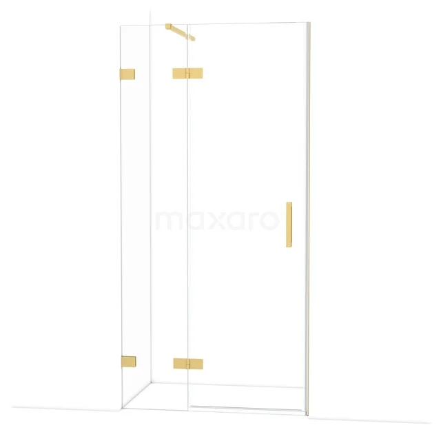 Diamond Duschtür | 100 cm Gold Klarglas Drehtür DDB21461120GG Glas Duschwand mit goldfarbenen Scharnieren und Haltegriff, elegantes Design für einen luxuriösen Badezimmerstil.