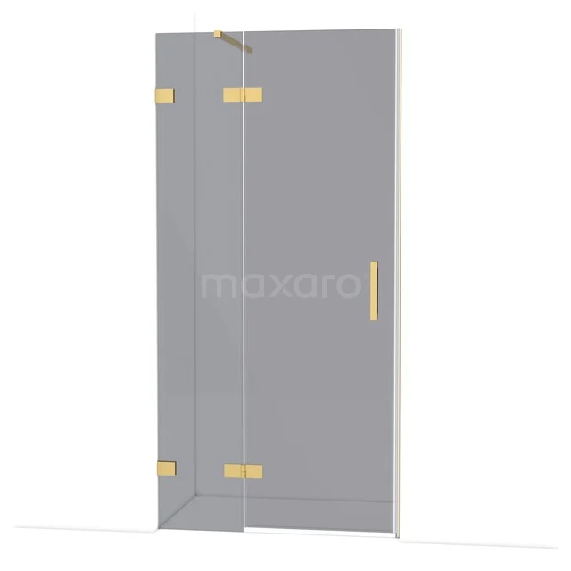 Diamond Shower door | 100 cm Gold Smoke glass Pivot door DDB21461121GG Glazen douchedeur met scharnieren en handgreep in gouden afwerking, ideaal voor een moderne badkamerstijl.