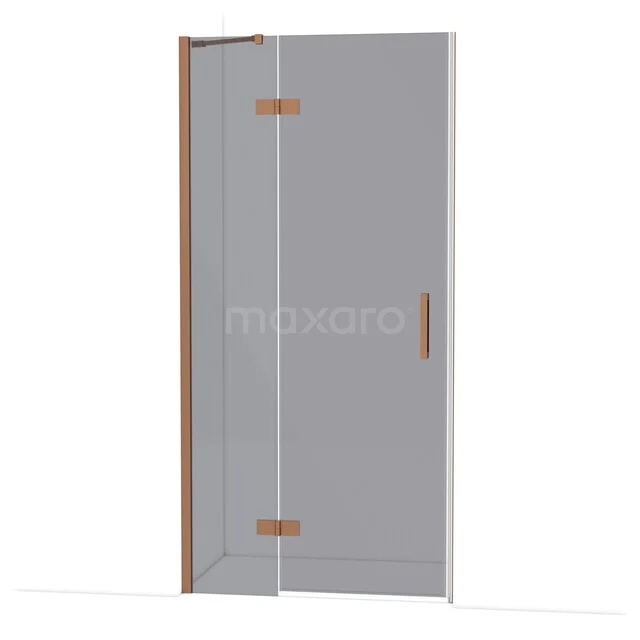 Diamond Douchedeur | 100 cm Koper Rookglas Draaideur DDB21461211KP Glazen douchedeur met koperkleurige scharnieren en handgreep, moderne afwerking voor stijlvolle badkamers.