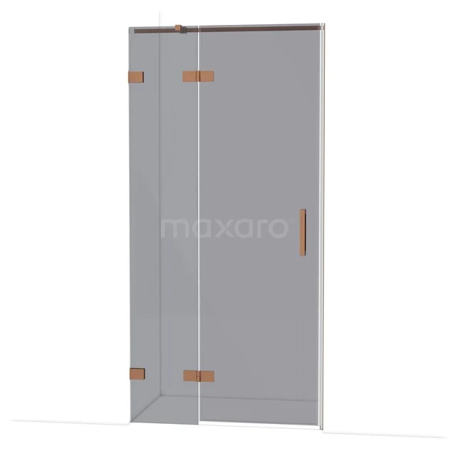 Diamond Duschtür | 100 cm Kupfer Rauchglas Drehtür DDB21461321KP Glas Duschtür mit Eckdesign, Kupfer Scharniere und Haltegriff, perfekt für ein stilvolles Badezimmerregal-Update.