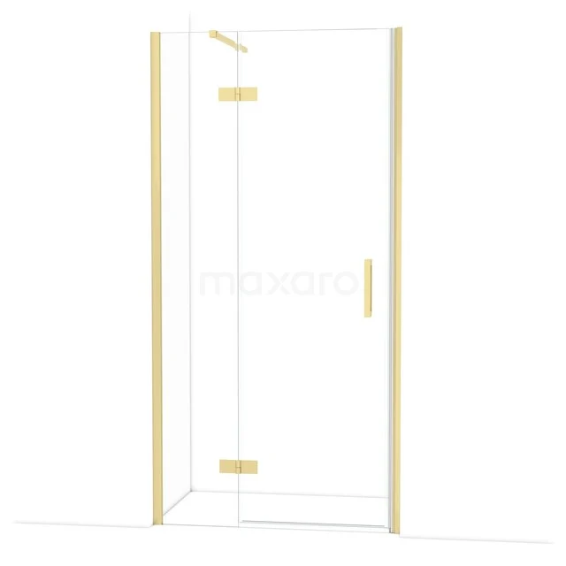 Diamond Shower door | 100 cm Light gold Clear glass Pivot door DDB21462110LG Glazen douchecabine met goudkleurige afwerking, hoekmodel, stevige constructie voor een luxe badkamerervaring.