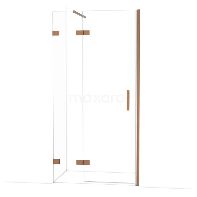 Diamond Douchedeur | 100 cm Koper Helder glas Draaideur DDB21462120KP Douchecabine glas met messing afwerking, hoekmodel. Strakke, moderne vormgeving voor een stijlvolle badkamer.