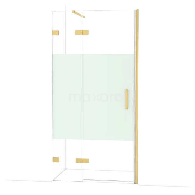 Diamond Duschtür | 100 cm Gold Klar mit matter Streifen Drehtür DDB21462123GG Glas Duschkabine mit mat Gold Akzenten, eckiges Design und Klarglas; stilvolle Ergänzung für jedes Badezimmer.