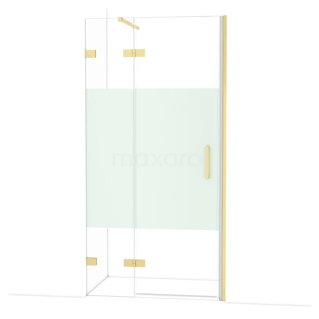 Diamond Duschtür | 100 cm Helles Gold Klar mit matter Streifen Drehtür DDB21462123LG Glas Duschwand mit goldfarbenen Akzenten und matt weißem Mittelteil, luxuriöses Design für moderne Bäder.