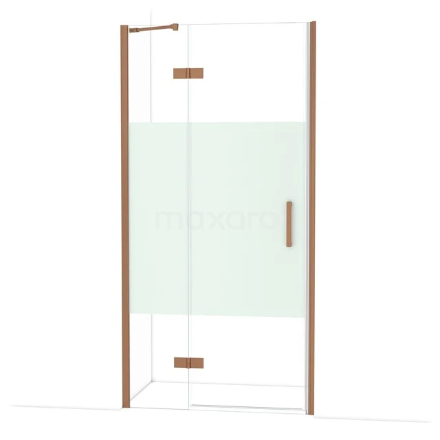 Diamond Shower door | 100 cm Copper Clear with matt strip Pivot door DDB21462213KP Douchecabine met matglas en koperen rand, modern ontwerp. Perfect voor een stijlvolle badkamer.